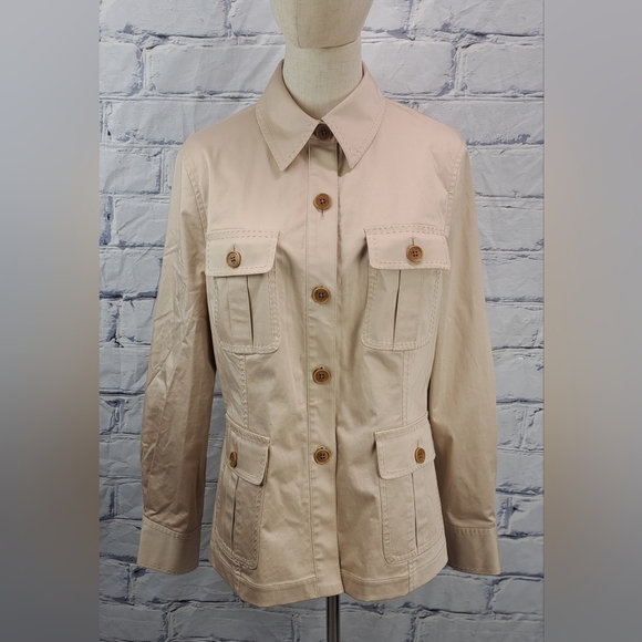Brooks Brothers Jackets & Blazers - Brooks Brothers Women's Cargo Safari Jacket Stretch Cotton HQ Beige Size 10 US